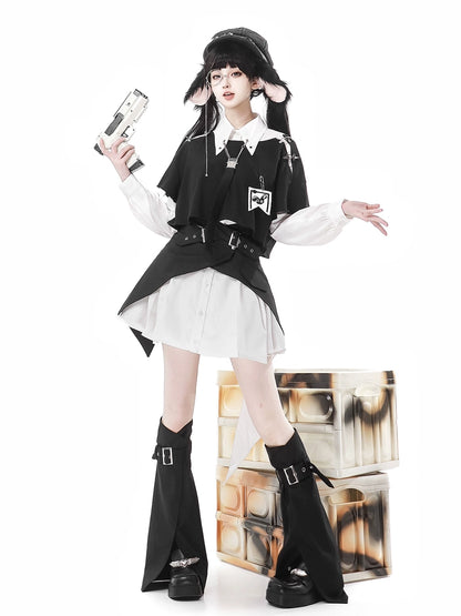 Night Rabbit Dark Gothic Style Shirt Dress YOU0167