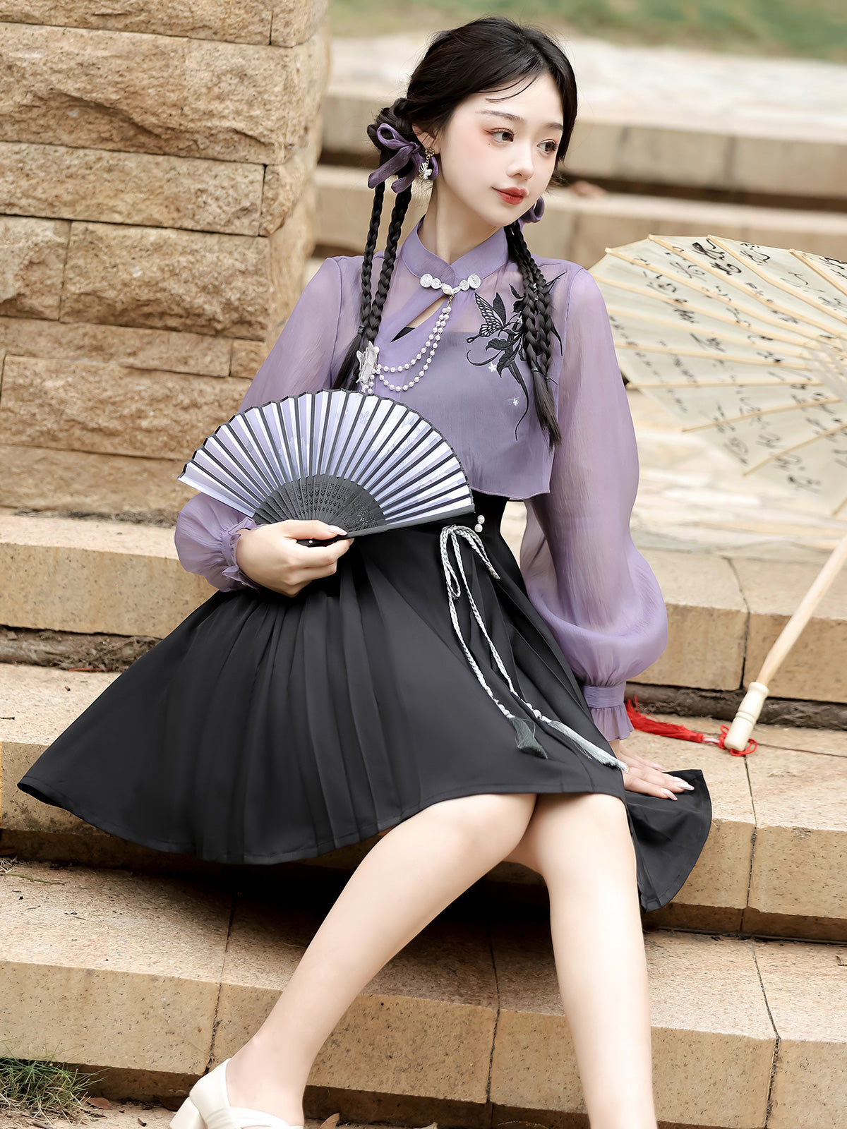 China Style Sweet Purple Two-Piece Set YOU0060