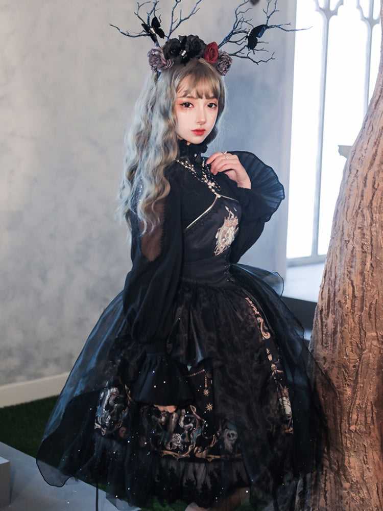 Retro Black Gothic Lolita Dress CHE0008