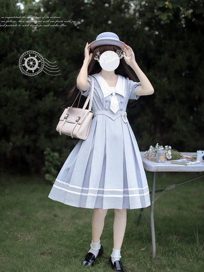 Stripe Pattern Light blue Dress HUT0088