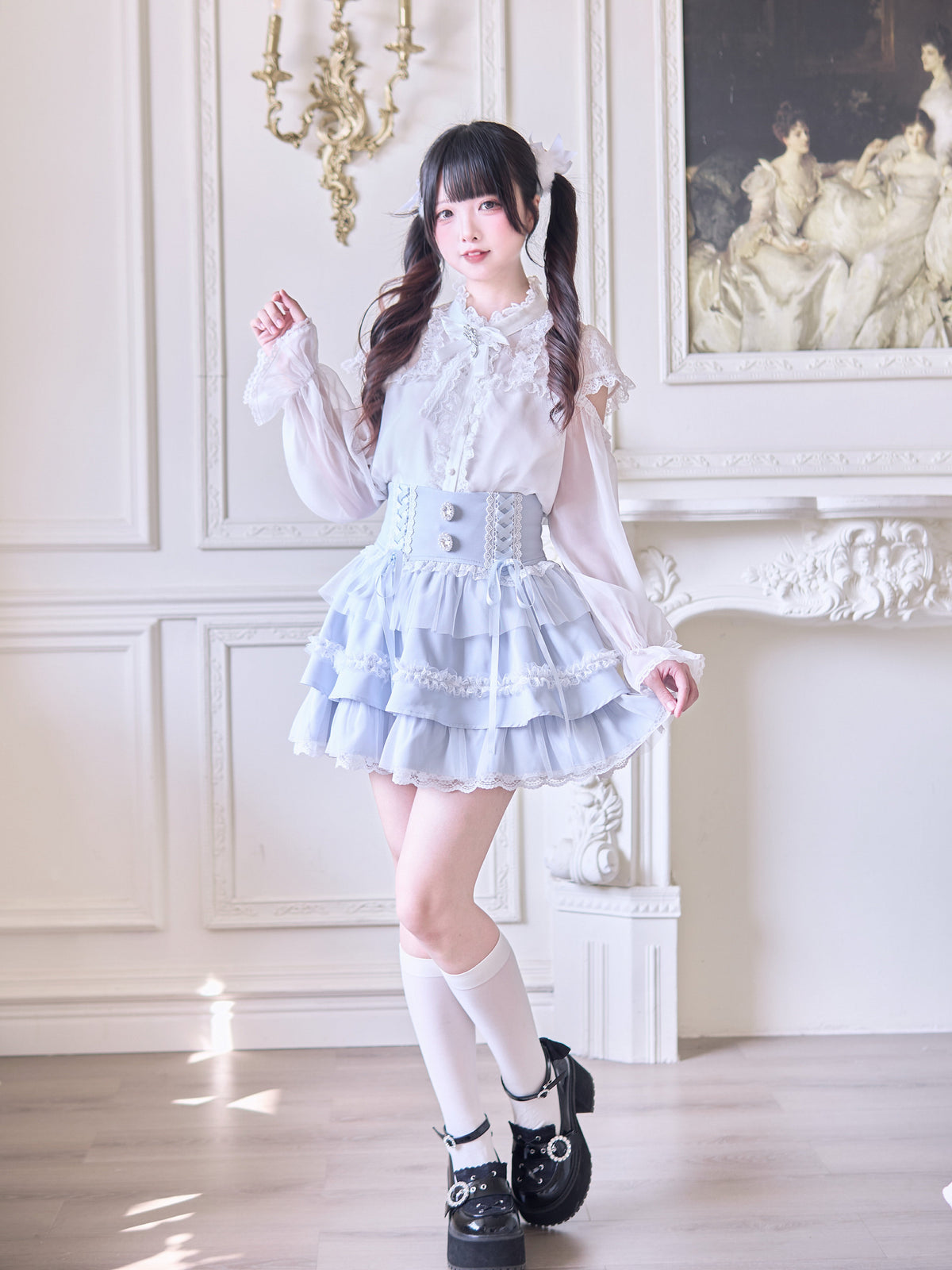 Plaid Tiered Corset Waist Skirt NOG0037