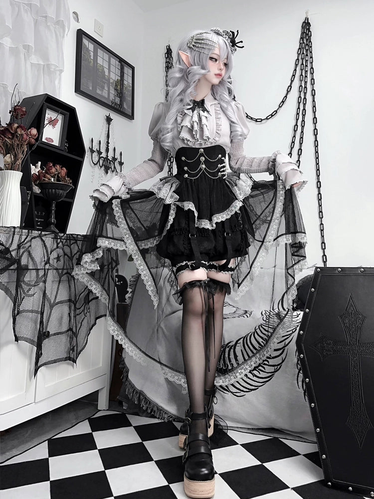 Black and Gray Gothic Dark Lolita Dress YOU0174