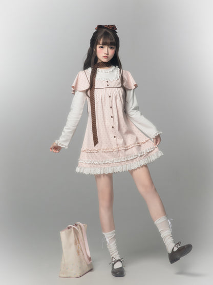Pink Dot Pinafore A-Line Dress HUT0164