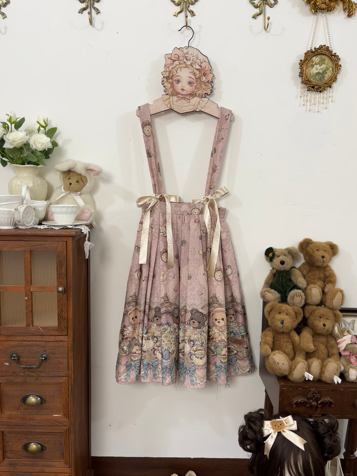Teddy Bear Print Lolita Suspender Skirt ONE0027
