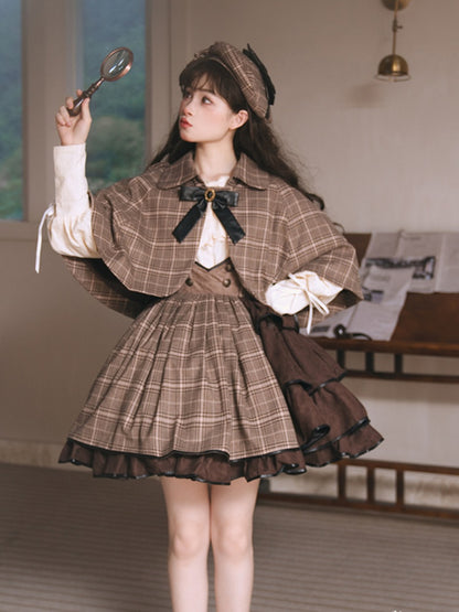 Side Open Suspender Skirt & Lolita Shirt SWE0009