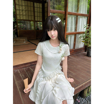 Chinese Style Jacquard Top And Skirt Set LAL0207