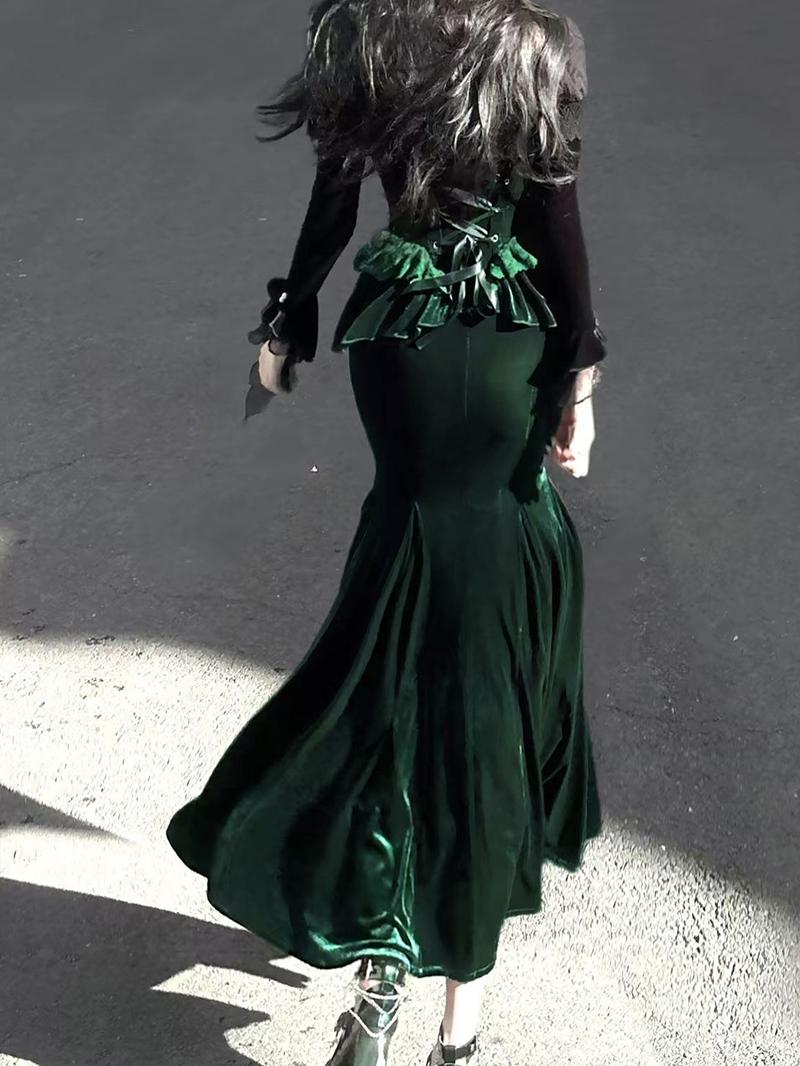 Dark Forest Gothic Lolita Mermaid Dress YOU0244
