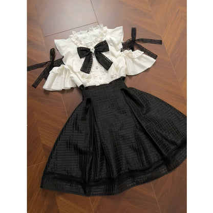 Off-Shoulder Bow Ruffle Dress LAL0223