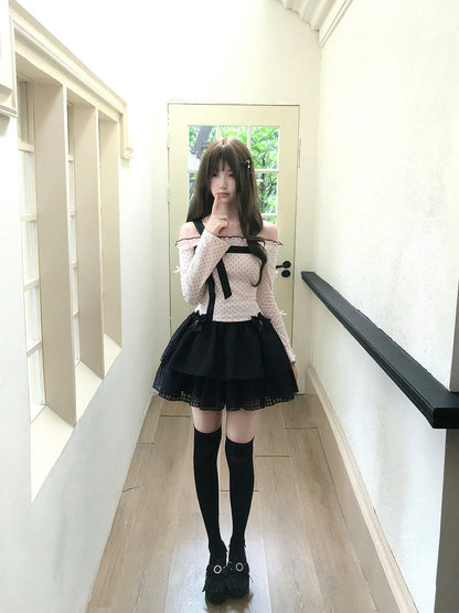 Checkered Tiered Puff Midi Skirt LAL0212