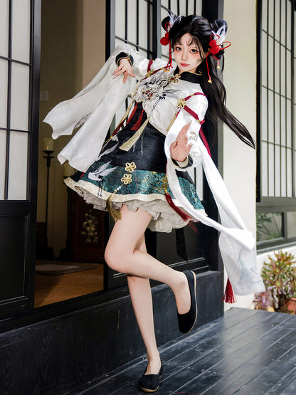 Chinese Style Crane Embroidered Cape Dress YOU0261