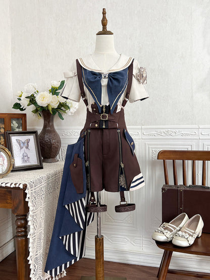 Sailor Collar Steampunk 3-Piece Overall Set YOU0293