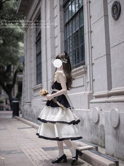 Black & White Frilled Girly Dress HUT0097