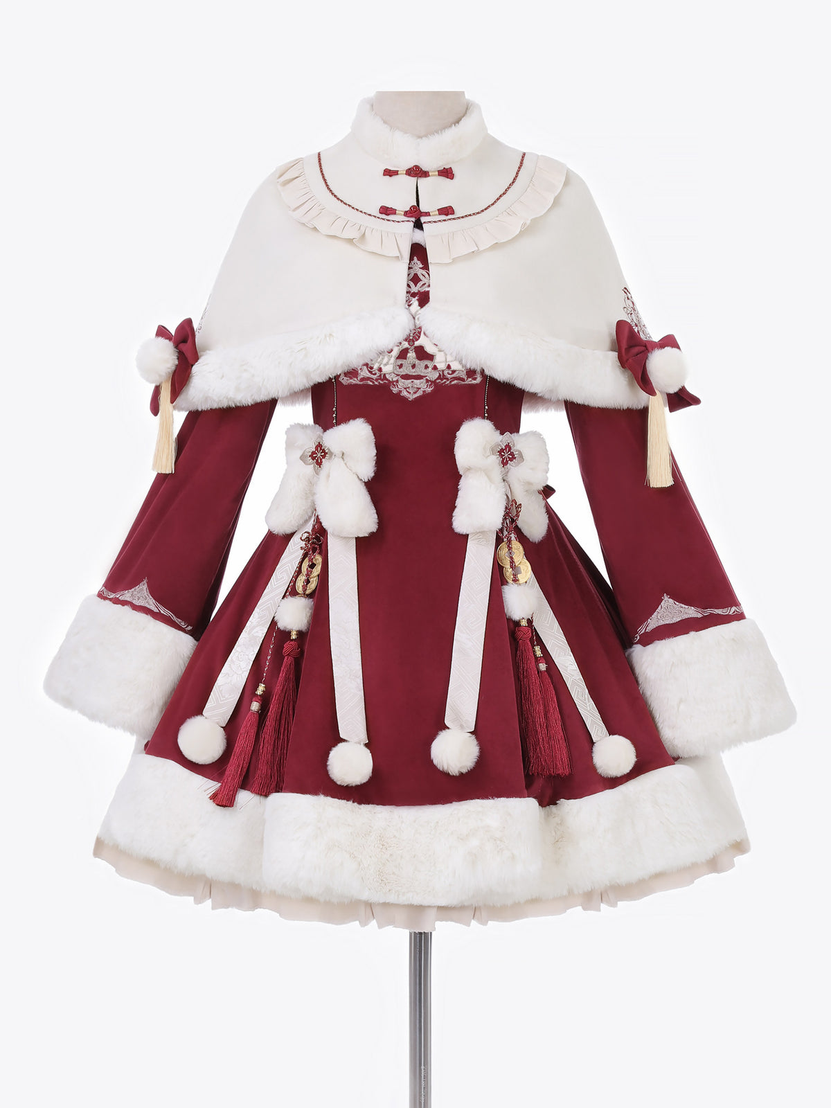 Chinese Style Red Lolita Cape Dress Set YOU0316