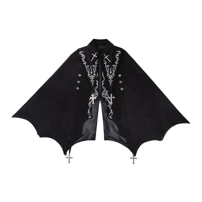 Gothic Cross Embroidered Bat-Wing Cape Set YOU0228