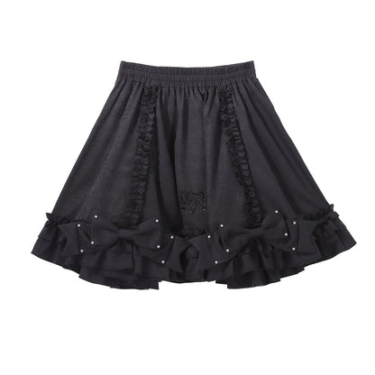 Black White Ruffled Lolita Vest Skirt Set YOU0269