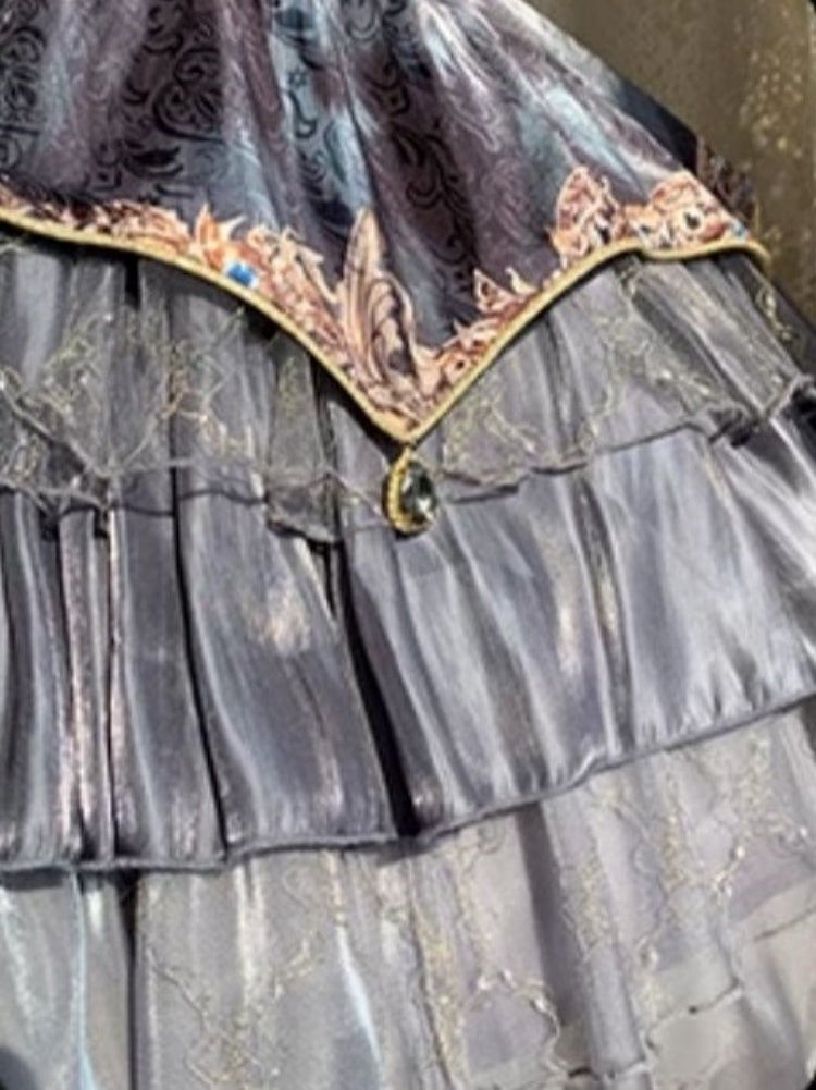 Elegant grey feather Lolita Dress  URT0001