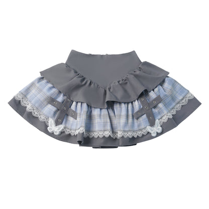 Vintage Layered Blazer And Plaid Cake Skirt PIN0055