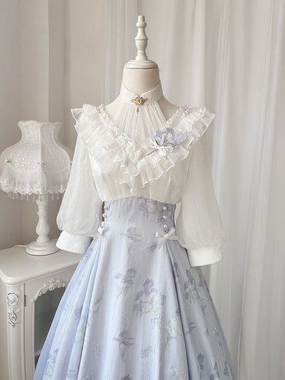 Elegant Middle Sleeve Light Blue Girly Dress YOU0035