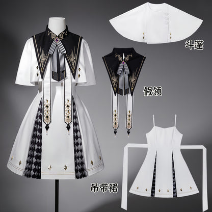 Dark Gothic Elegant Cape Slip Dress YOU0297