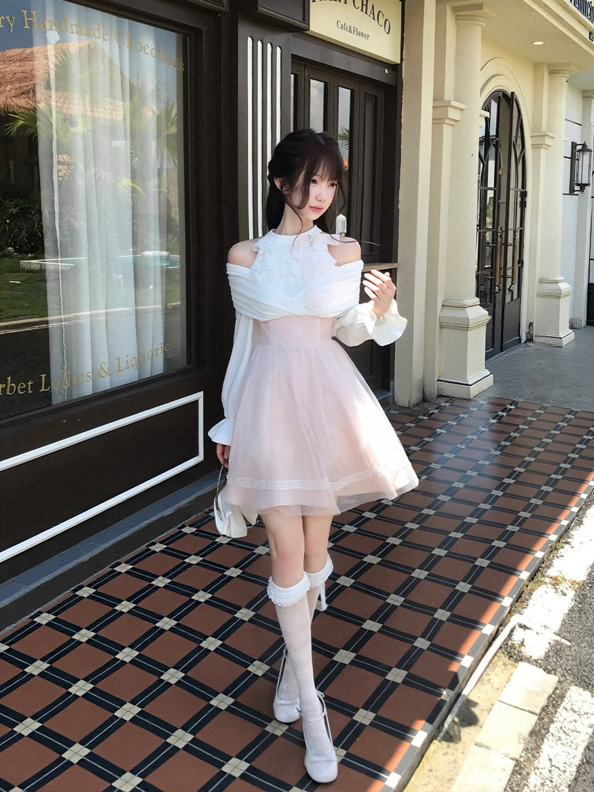 Off Shoulder Halter Neck Tulle Dress LAL0236