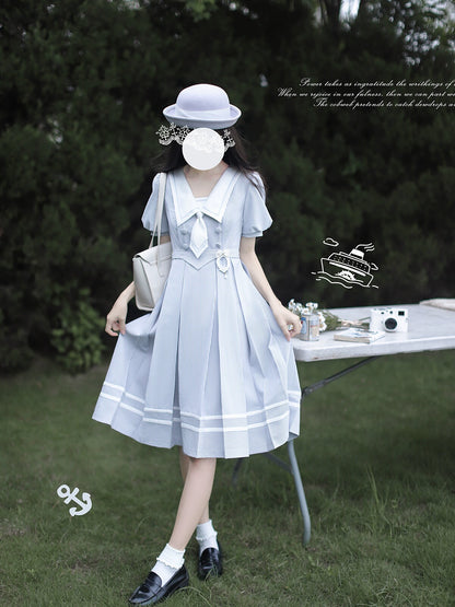 Stripe Pattern Light blue Dress HUT0088