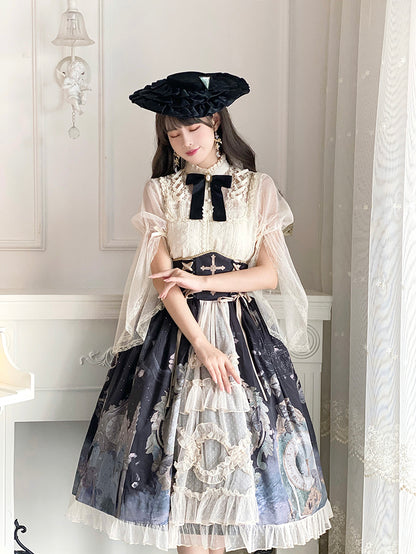 Clock & Butterfly Print Lolita Dress YOU0110