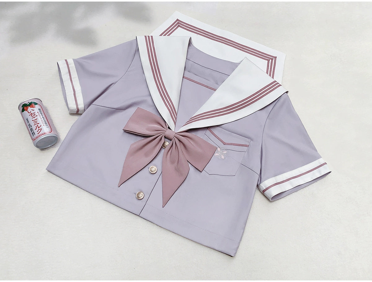 Light Purple Sailor Tops & Pleated Skirt HUT0087