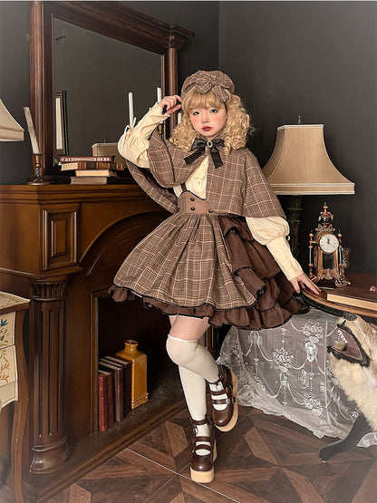 Side Open Suspender Skirt & Lolita Shirt SWE0009