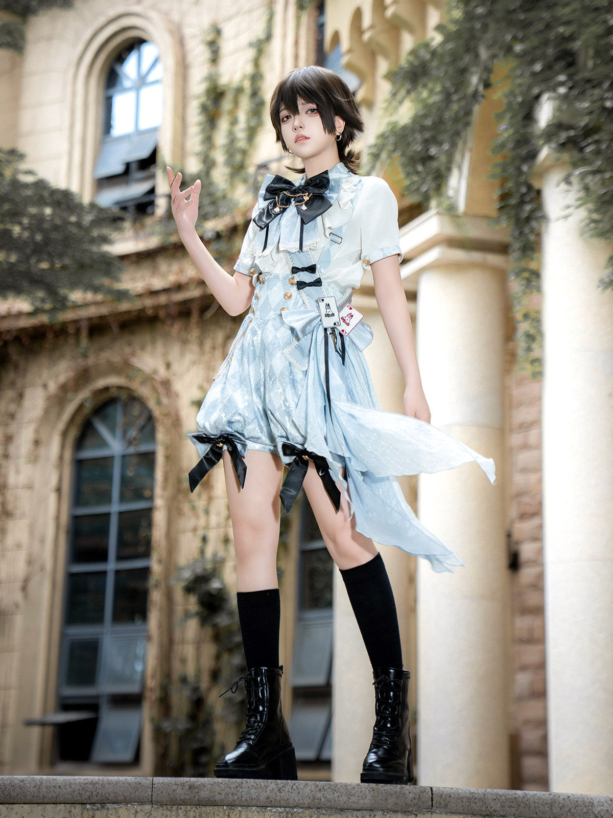 Argyle Print Shirt And Overalls Set YOU0301
