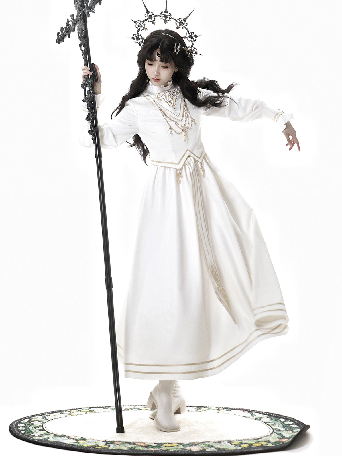 Gothic Holy Goddess Dress With Cape Coat YOU0312