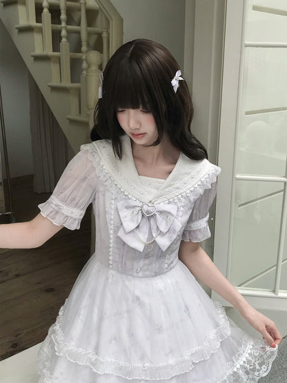 Lavender Sailor Collar Ruffle Lolita Dress LAL0184