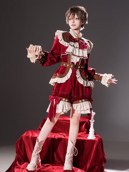 Red Velvet Prince Shirt And Shorts Set YOU0323
