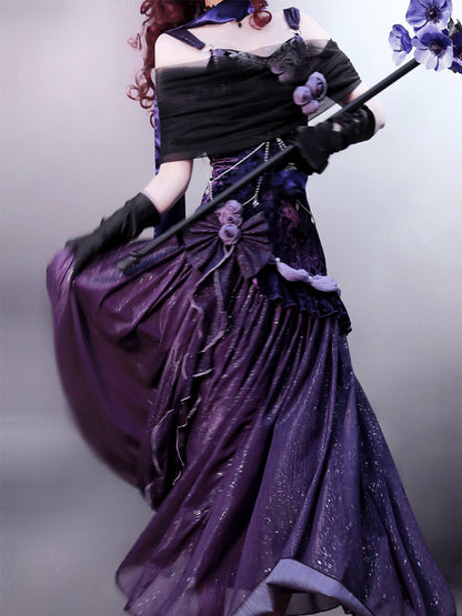 Dark Purple Velvet Mermaid Gown Dress YOU0247