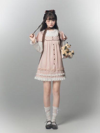 Pink Dot Pinafore A-Line Dress HUT0164