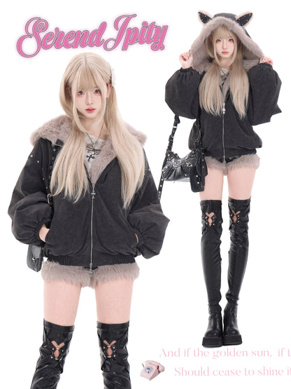 Gothic Hooded Fleece Jacket 3-Piece Set SER0145