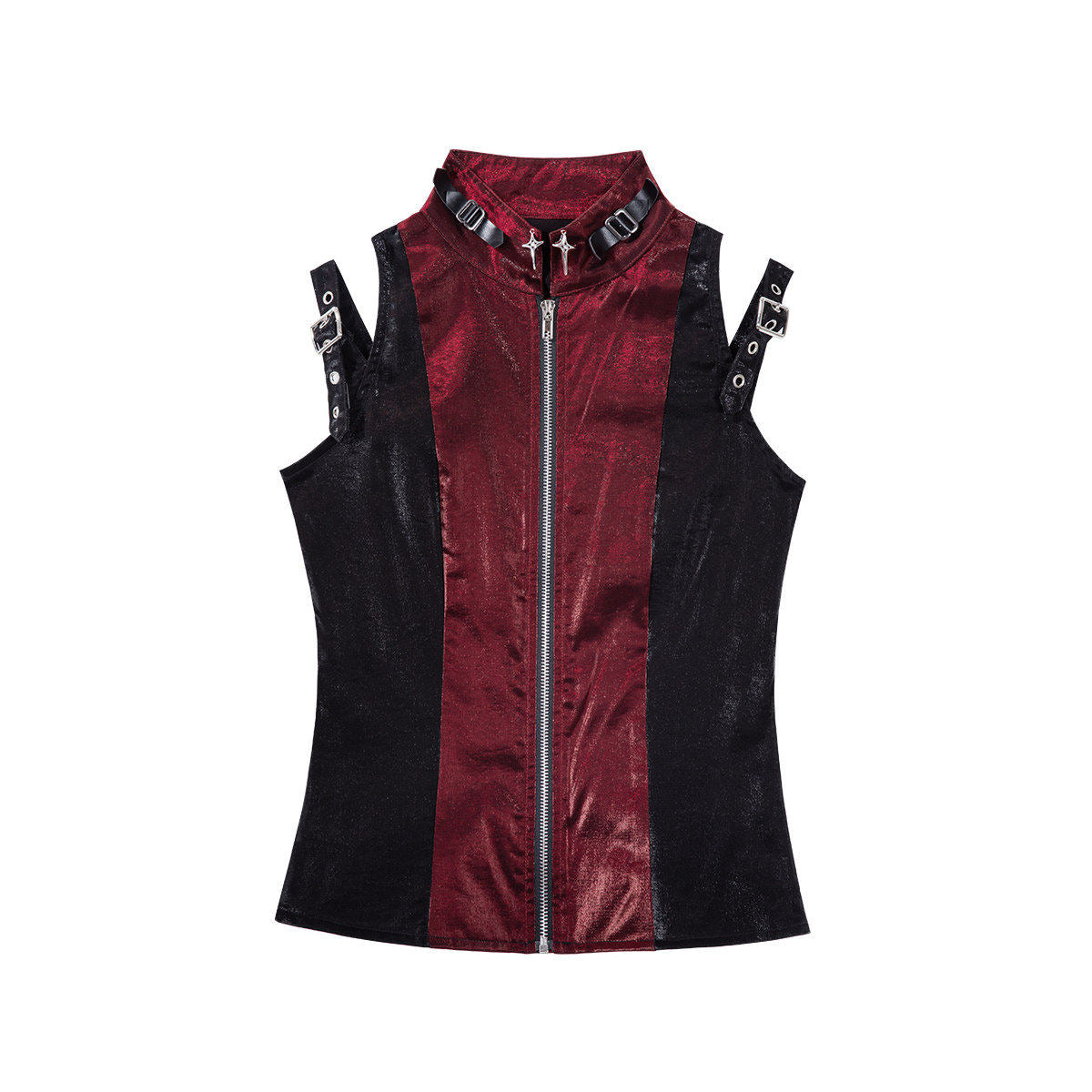 Red Black Gothic Lace-Up Corset Dress YOU0292