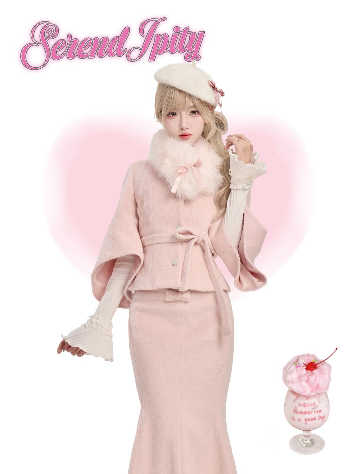 Mermaid Skirt Knit Top Wool Short Jacket Set SER0144