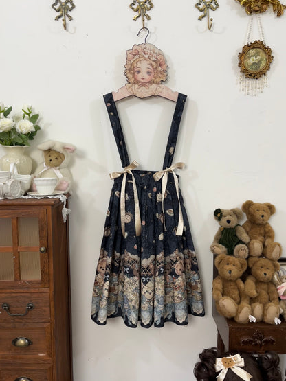 Teddy Bear Print Lolita Suspender Skirt ONE0027