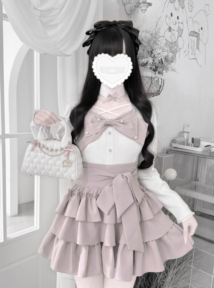 Gothic Lolita Bow Fuzzy Knit Cardigan MIL0012