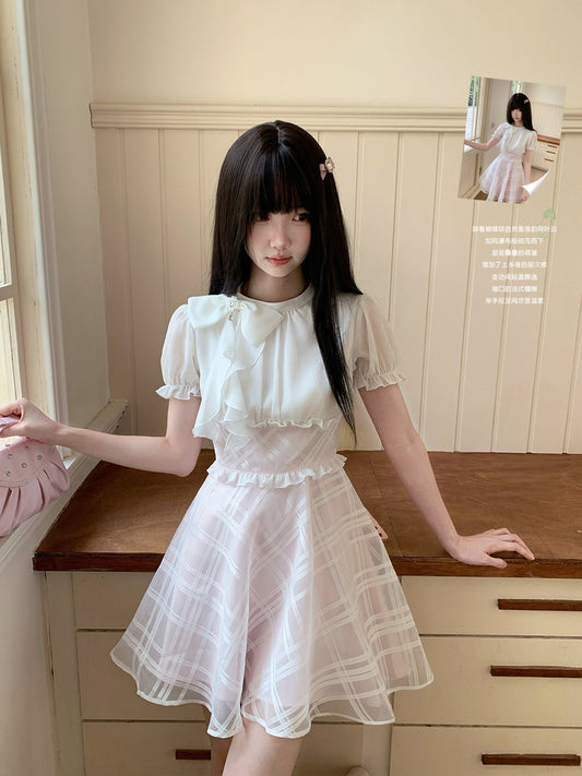 Peter Pan Collar Puff Sleeve A-Line Dress LAL0211