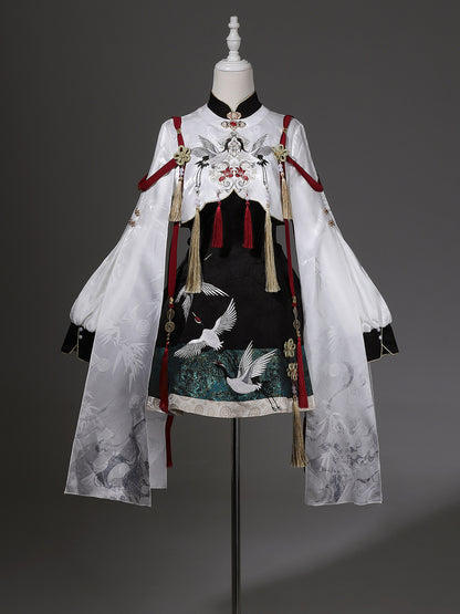 Chinese Style Crane Embroidered Cape Dress YOU0261