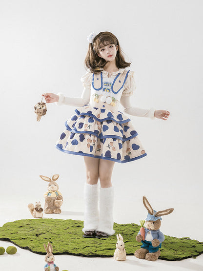 Cherry Print Tiered Mini Lolita Dress WIT0162