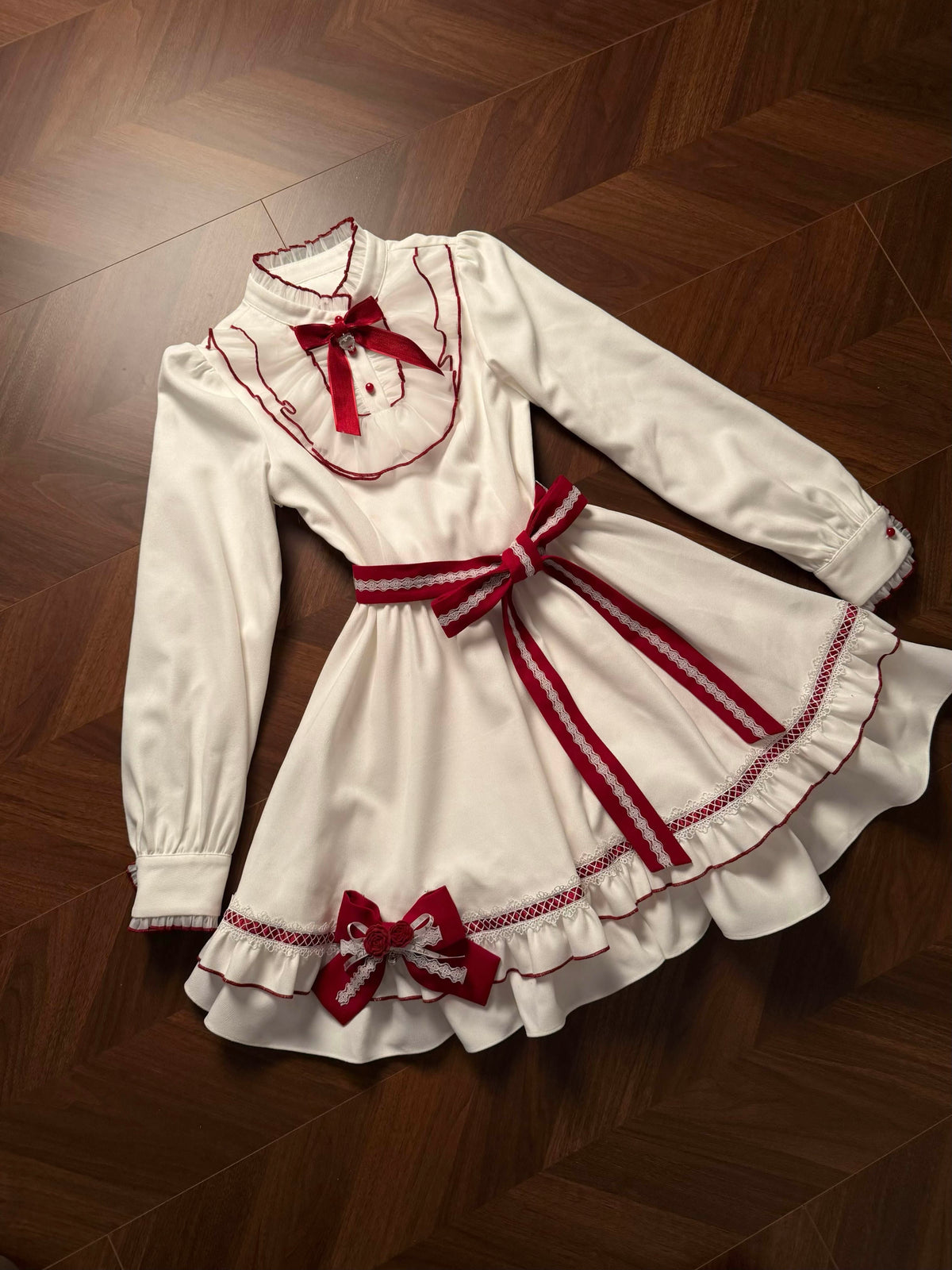 Fur Collar Cape Ribbon Bow Dress LAL0169