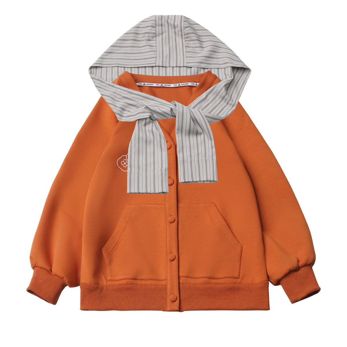 Button Cardigan Jacket With Knit Scarf PIN0031