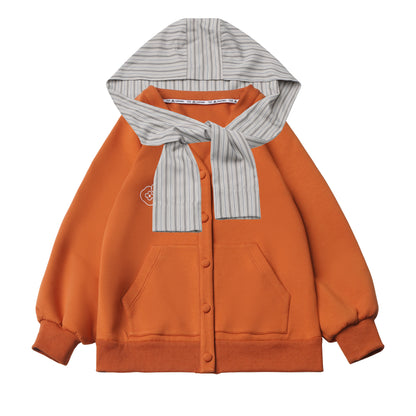 Button Cardigan Jacket With Knit Scarf PIN0031