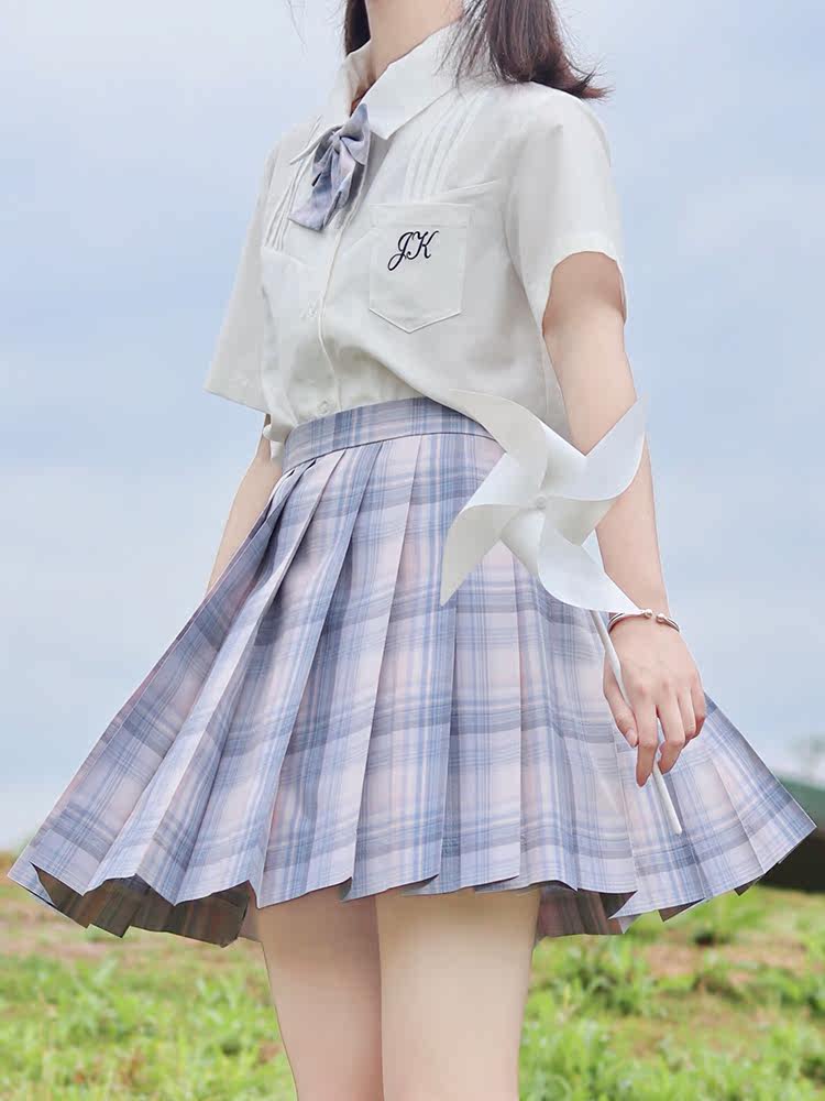 Pastel Plaid Pleated Mini Skirt Set TEA0047