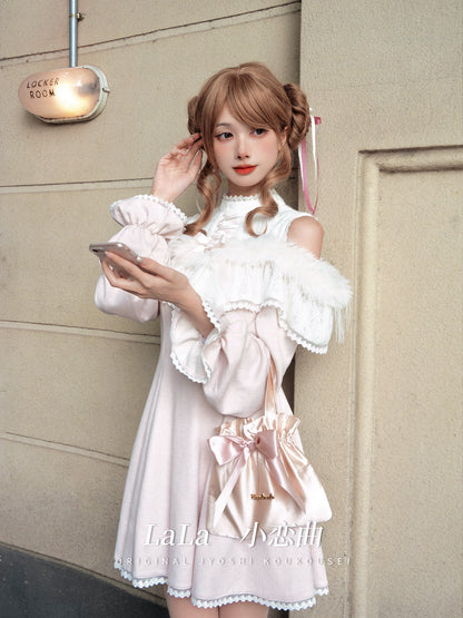 Elegant Ruffle Collar Off-Shoulder Dress LAL0159