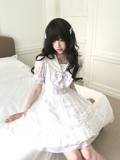 Lavender Sailor Collar Ruffle Lolita Dress LAL0184