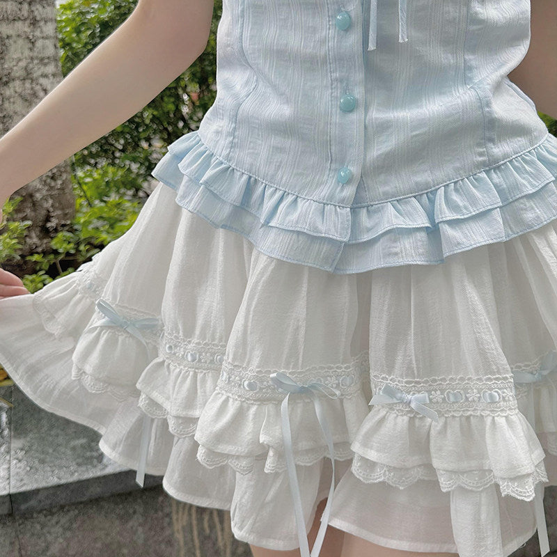Square Neck Corset Top Tiered Skirt Set LAL0243