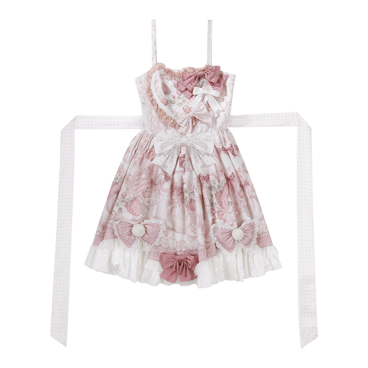 Floral Print Lolita Camisole Dress With Ruffle Cape Set YOU0266